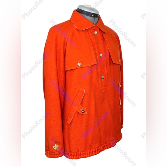 COURREGES Paris Hyperbole Vintage 1970’s Orange Wool Jacket Collared Outerwear - Picture 3 of 15